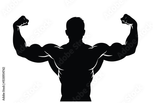 Muscular Man Biceps Silhouette Graphic Ideal for Workout and Bodybuilding Themes