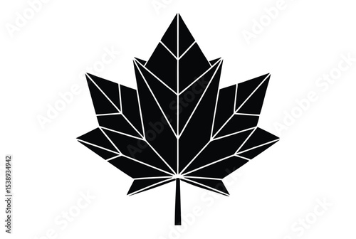 Maple Leaf Low Poly Silhouette Vector Illustration for Nature Designs and Autumn Themes
