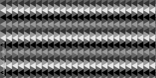 Seamless Black and White Geometric Triangle Pattern, Abstract Modern Zigzag or Chevron Repeat Background, Monochromatic Optical Illusion Design with Sharp Angles.