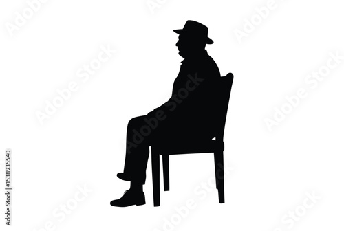 Senior man walking silhouette vector image old person leaning on cane health mobility concept