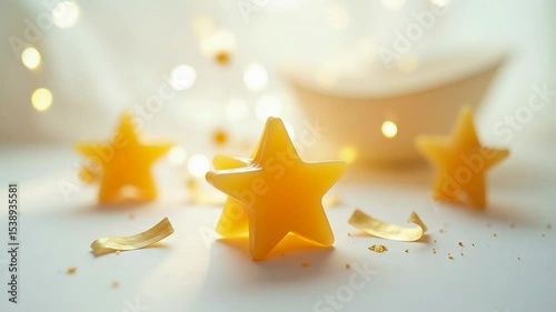 Festive Star Shapes Still Life with Bokeh Lights for Celebration