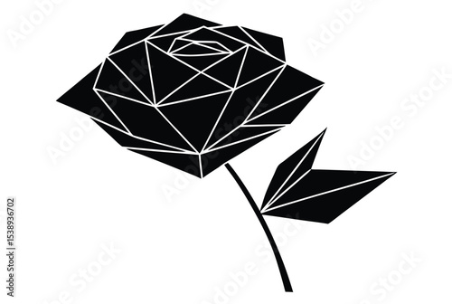 Elegant rose low poly silhouette vector illustration perfect for modern floral design