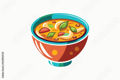 Healthy Food Icon Featuring Bowl of Soup with Minimalist Design