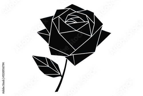 Elegant rose low poly silhouette vector illustration perfect for modern floral design
