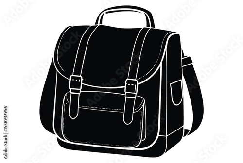 School bag silhouette vector illustration simple design for education backpack icon graphic