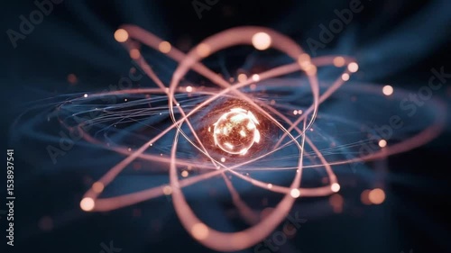 macro photo of Atomic nucleus and electron cloud
