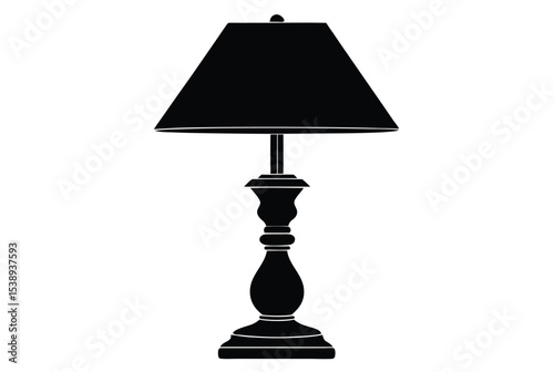 Table lamp silhouette vector illustration modern design lighting decor on table