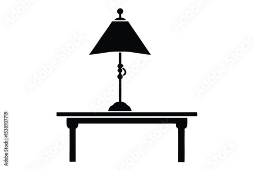 Table lamp silhouette vector illustration modern design lighting decor on table