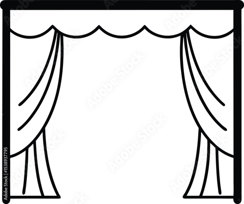 theater curtain icon line art vector illustration on transparent background	
