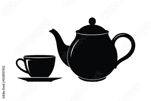 minimalist teapot and tea cup silhouette vector art cozy tea time icon elegant kitchen decor