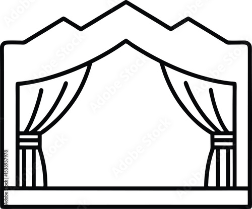 theater stage icon line art vector illustration on transparent background	
