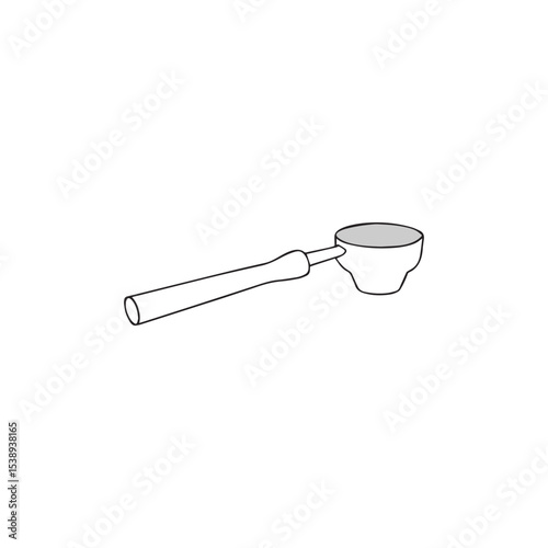 Coffee Portafilter Doodle Icon Color Line Vector Illustration on White Background.