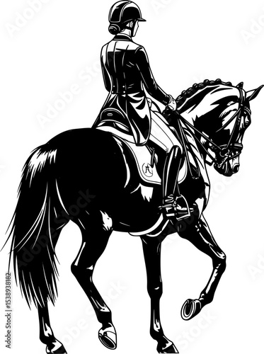  a skilled rider on a horse, engaged in the equestrian discipline of dressage