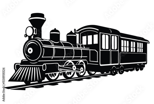 Vintage old train silhouette vector Elements illustration for retro transport