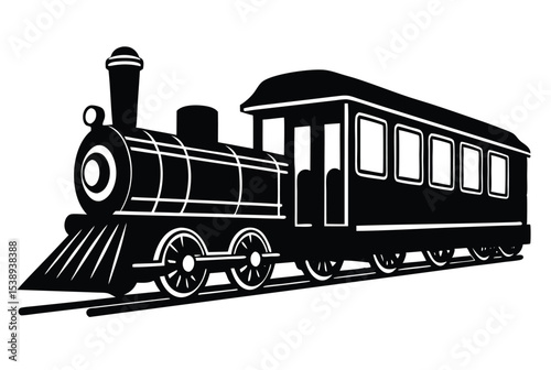 Vintage old train silhouette vector Elements illustration for retro transport