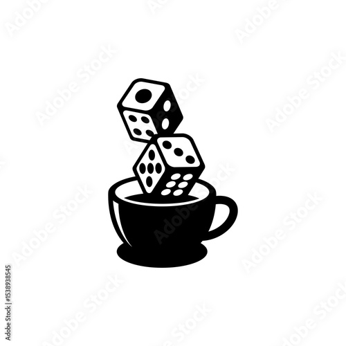 Dice block and a cup of coffee, cafe and bar