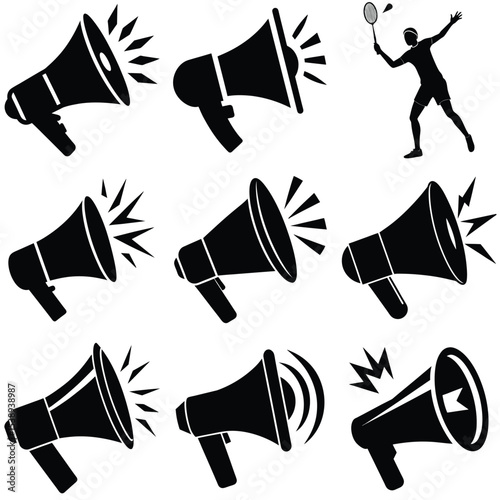set of black and white megaphone
