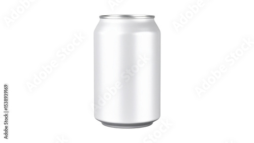 Top view close-up of a completely blank white beer can, showcasing a sleek and modern design against a transparent background, ideal for branding or label design purposes.
