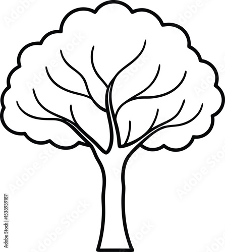 tree canopy icon line art vector illustration on transparent background	
