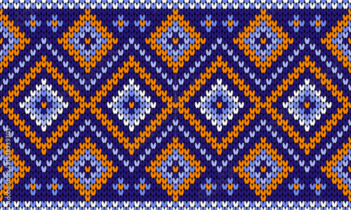 Seamless weaving pattern of full square diamonds on a blue background.