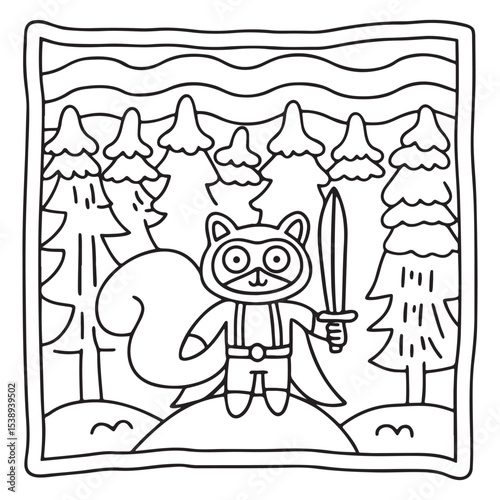 Secret Forest – Bold and Easy Coloring Pages for All Ages | Magical Nature Scenes to Color | Line art vector illustration | Forest Coloring Page | animal coloring page | Print