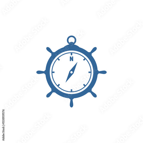 Maritime logo, compass and wheel ship 