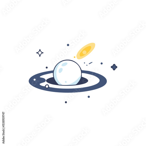 White Dwarf Star Vector Cosmic Entity Illustration Isolated on White Background.