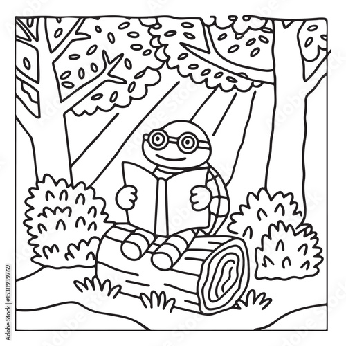 Secret Forest – Bold and Easy Coloring Pages for All Ages | Magical Nature Scenes to Color | Line art vector illustration | Forest Coloring Page | animal coloring page | Print