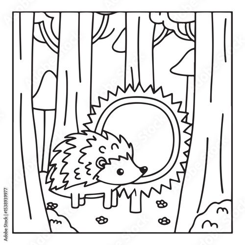 Secret Forest – Bold and Easy Coloring Pages for All Ages | Magical Nature Scenes to Color | Line art vector illustration | Forest Coloring Page | animal coloring page | Print