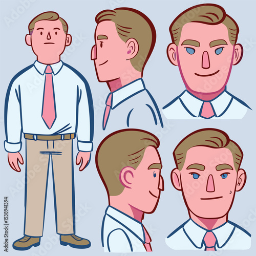 Businessman character illustration set in various angles and poses
