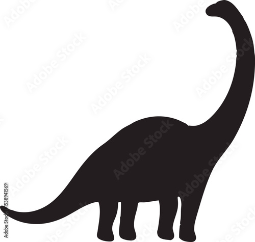 Brachiosaurus Dinosaur Silhouette Clipart | Jurassic Era Vector Art