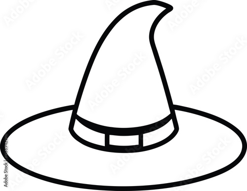 witch hat icon line art vector illustration on transparent background	
