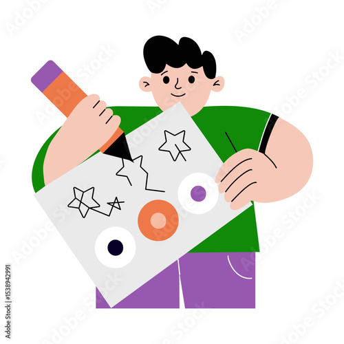 A flat style illustration showing learning activity