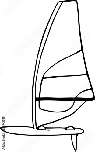 Illustration of windsurfing board outline vector graphic for water sport enthusiasts and windsurf design projects and artwork vector