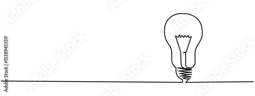 Minimalist Light Bulb Line Art, Idea Concept Graphic