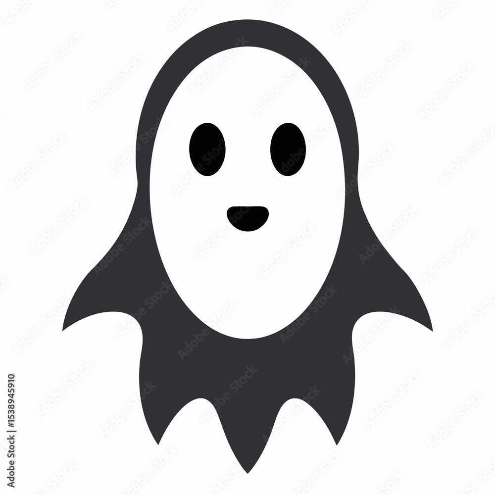 Fototapeta premium Friendly cartoon ghost icon isolated on white background