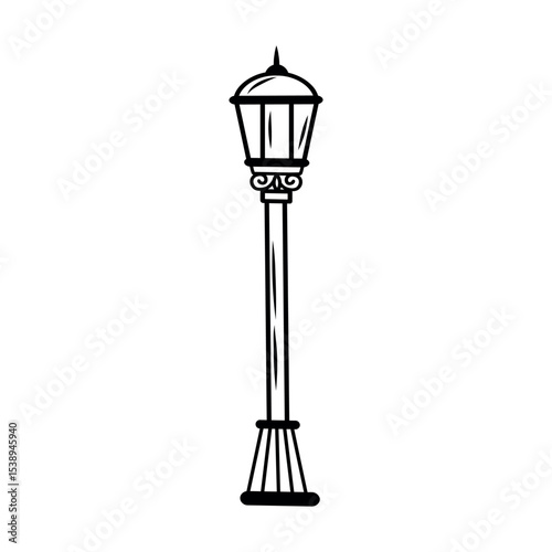 Vector illustration of a street lamp. Contour