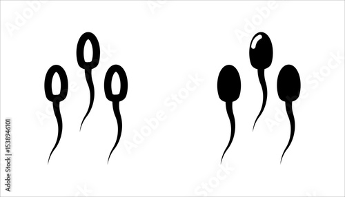  Male sperm fertilize female egg icon set, ON WHITE BACKGROUND