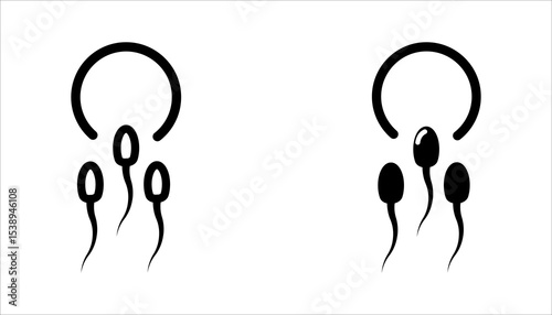  Male sperm fertilize female egg icon set, ON WHITE BACKGROUND