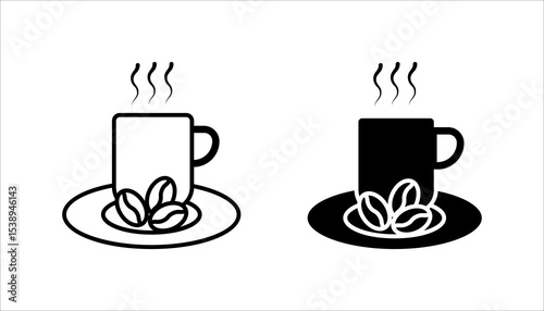 Coffee cup icon set. Cups of coffee tea collection. Hot drink icon. Disposable cup. Cup coffe with steam. Flat style. Vector Illustration. Vector Graphic. EPS 10