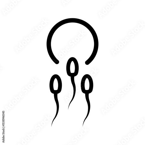 Male sperm fertilize female egg icon, ON WHITE BACKGROUND
