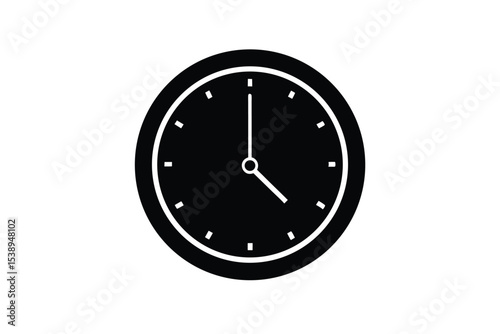 Clock icon showing five o clock in black