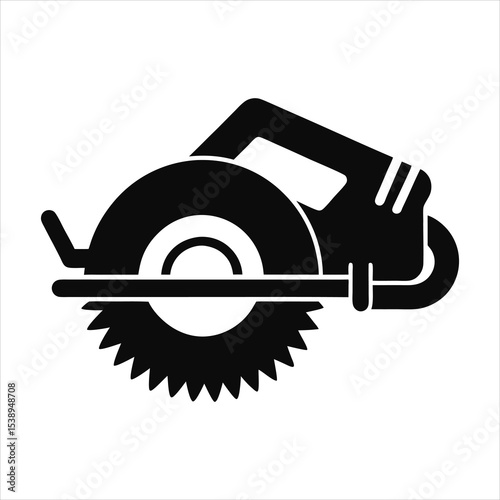 Black Handheld Circular Saw Power Tool Icon