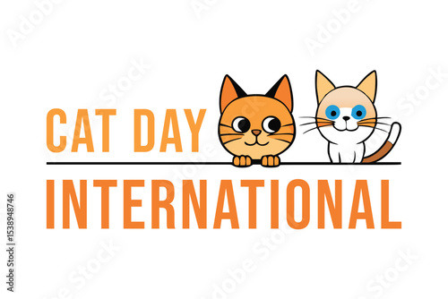 International Cat Day Art Design on White Background