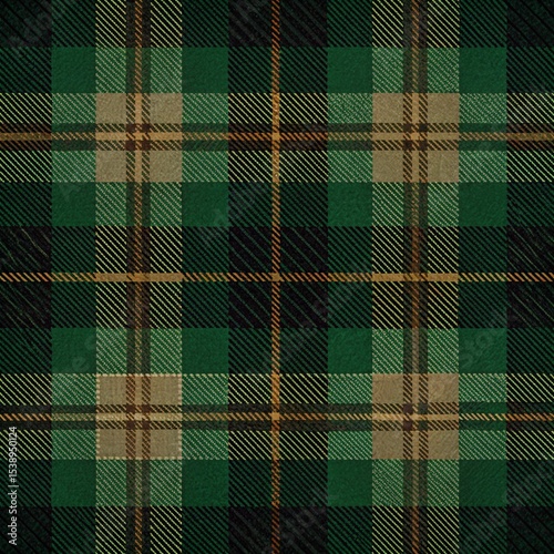green plaid fabric texture