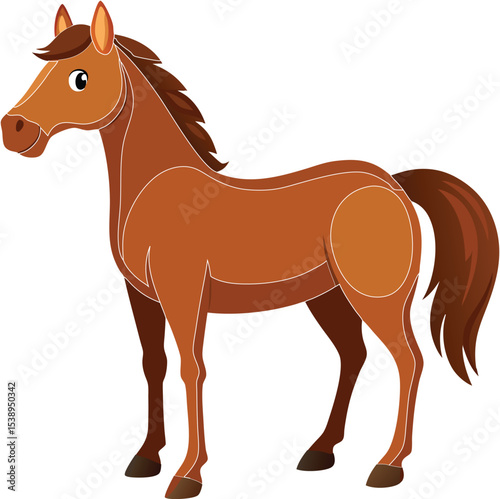 brown horse vector illustration, horse illustration isolated on transparent background