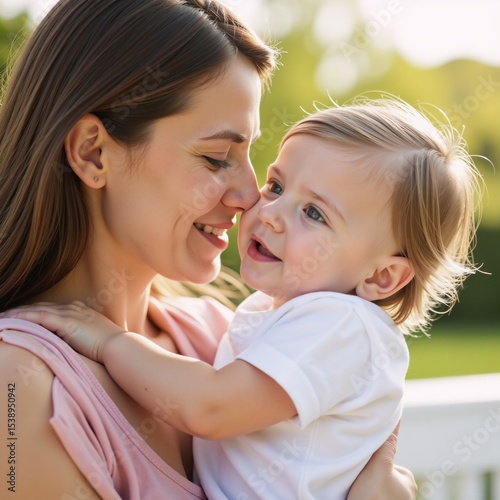 Image portraying a tender moment between a loving mother and her cherished child