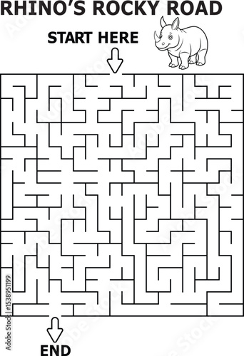 Rhinos rocky road maze game for kids fun activity