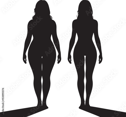 Silhouettes of Two Women with Different Body Types