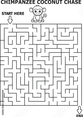 Fun chimpanzee coconut maze game for kids